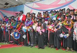 Graduates in a group photo with Hon Dr. Ader Machar Aciek, the Undersecretary of the Ministry of Health