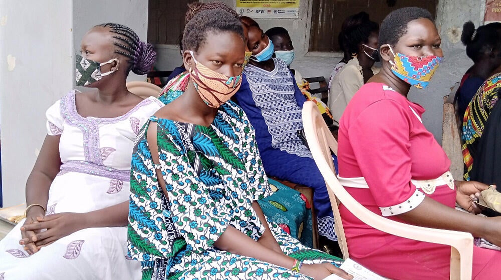 A group of women awaiting healthcare services in South Sudan
