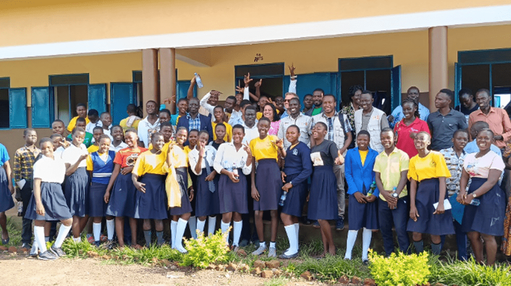 Group photo with joint UNFPA, SWEDEN, MoH, and AMREF visiting delegation to the school